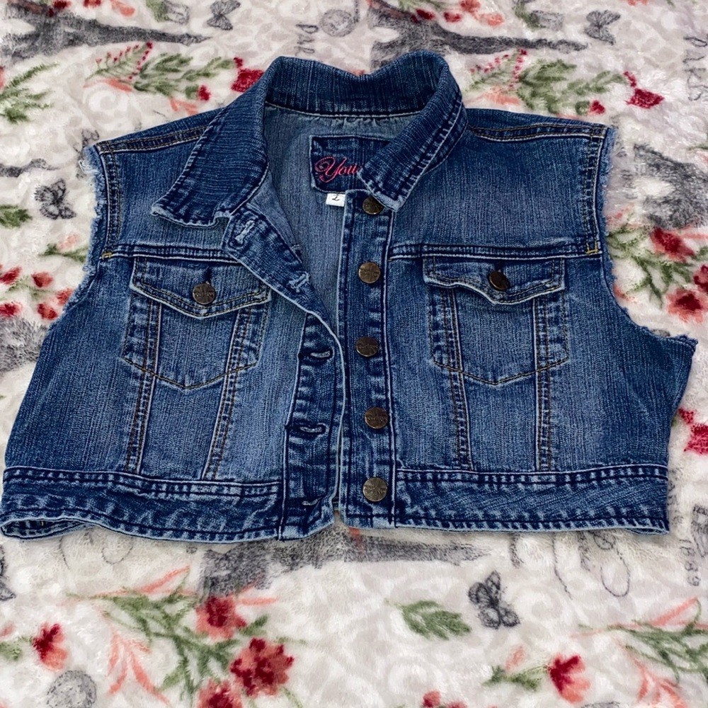Youth Large Cropped Denim Vest